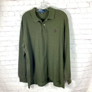 Polo by Ralph Lauren Iconic Mesh Long‎ Sleeve Knit Shirt Mens Size Large Green